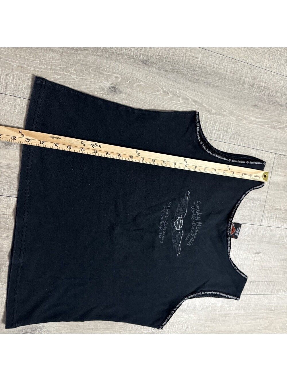 Vintage‎ USA Harley Davidson Tank Top Solid Black Outlined Print Women’s Size 2x - Picture 6 of 8